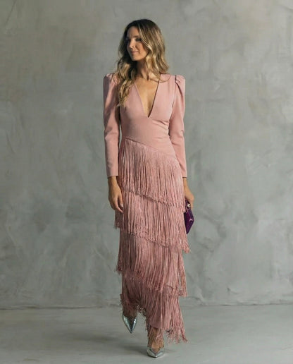 Chiara | Vestido con Mangas de Flecos