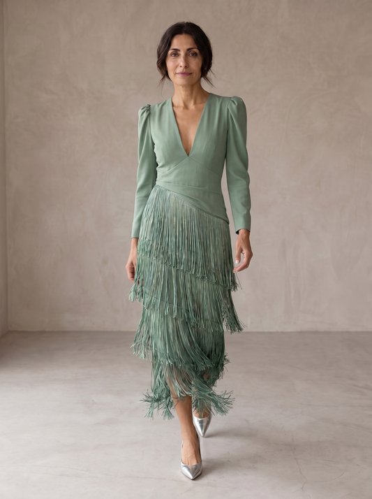 Chiara | Robe à Manches Frangées