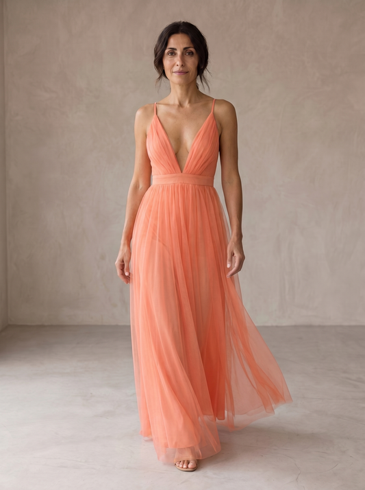 Ginevra | Robe Longue Corail Clair