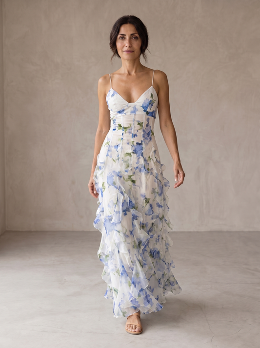 Uri | Vestido Floral con Volantes