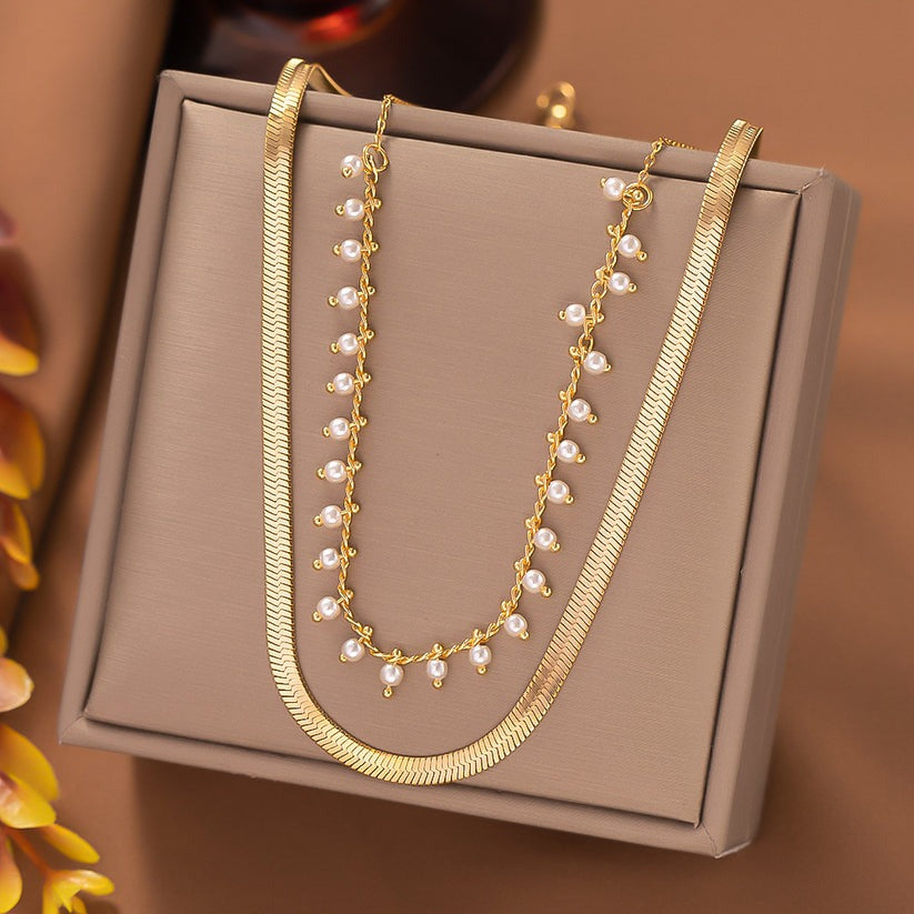 Marizanne | Conjunto de Choker de Serpiente de Lujo y Joyería de Perlas