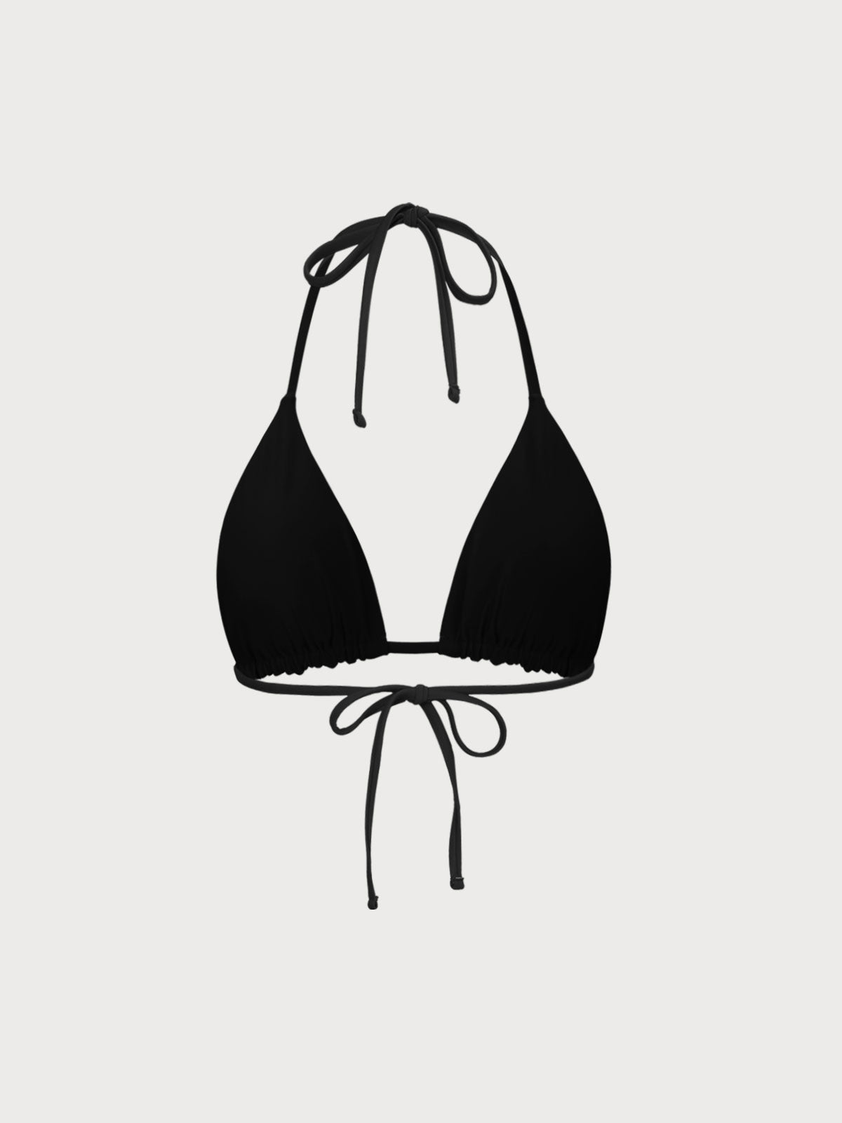 Top de bikini triángulo negro ECONYL® con cuello halter