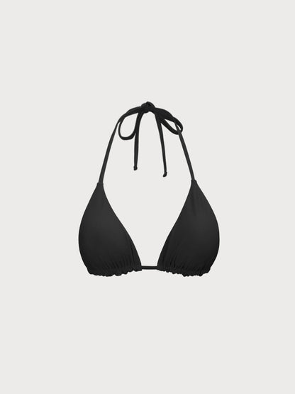 Top de bikini triángulo negro ECONYL® con cuello halter