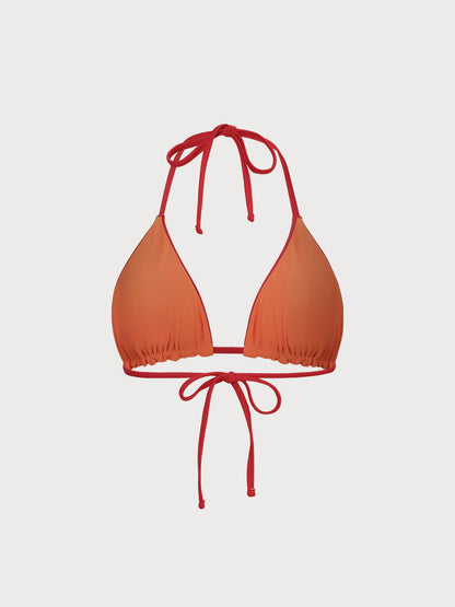 Haut de bikini triangle réversible rouge ECONYL® à nouer derrière le cou