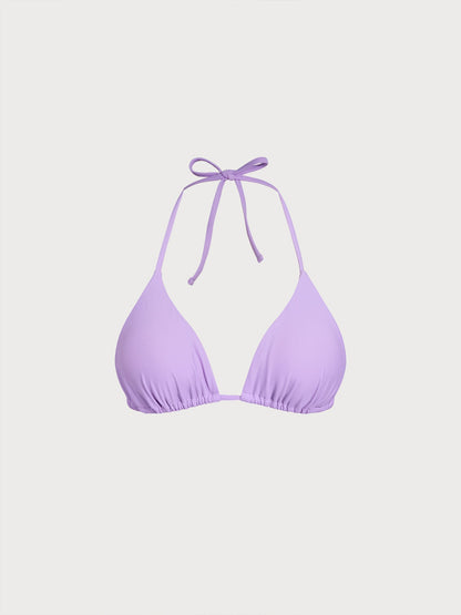 HAUT DE BIKINI TRIANGLE À BRETELLES À NOUER EN ECONYL® VIOLET