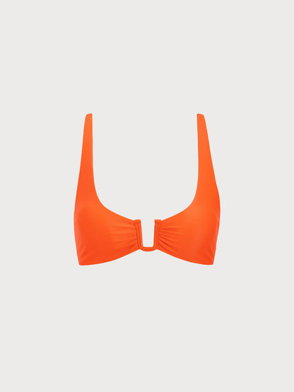 Haut de bikini orange à col en U en ECONYL®