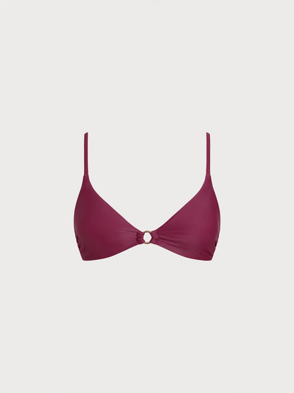 HAUT DE BIKINI O-RING ROUGE BOURGOGNE EN ECONYL®