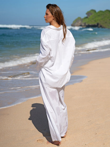 Chemise Blanche en Coton-Lin