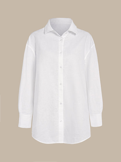 Chemise Blanche en Coton-Lin