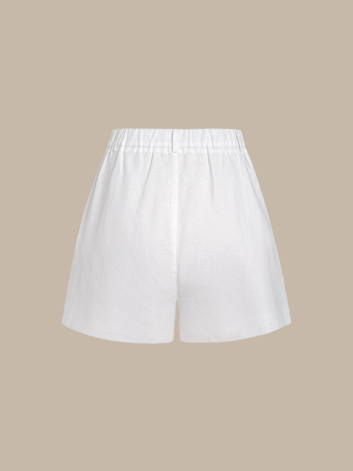Shorts de Lino de Cintura Alta y Pliegues Blancos
