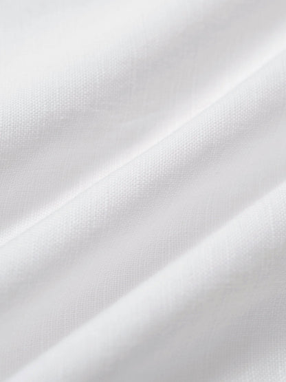 Shorts de Lino de Cintura Alta y Pliegues Blancos