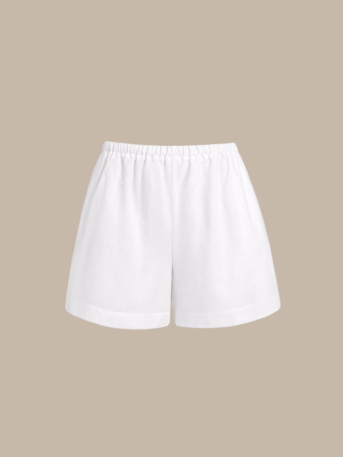 Pantalones Cortos de Cubierta de Algodón-Lino Blancos