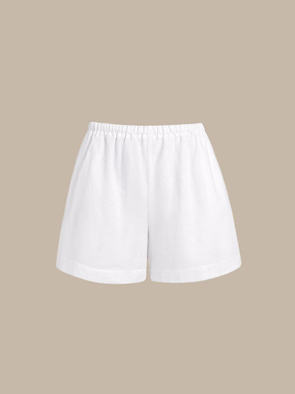 Pantalones Cortos de Cubierta de Algodón-Lino Blancos