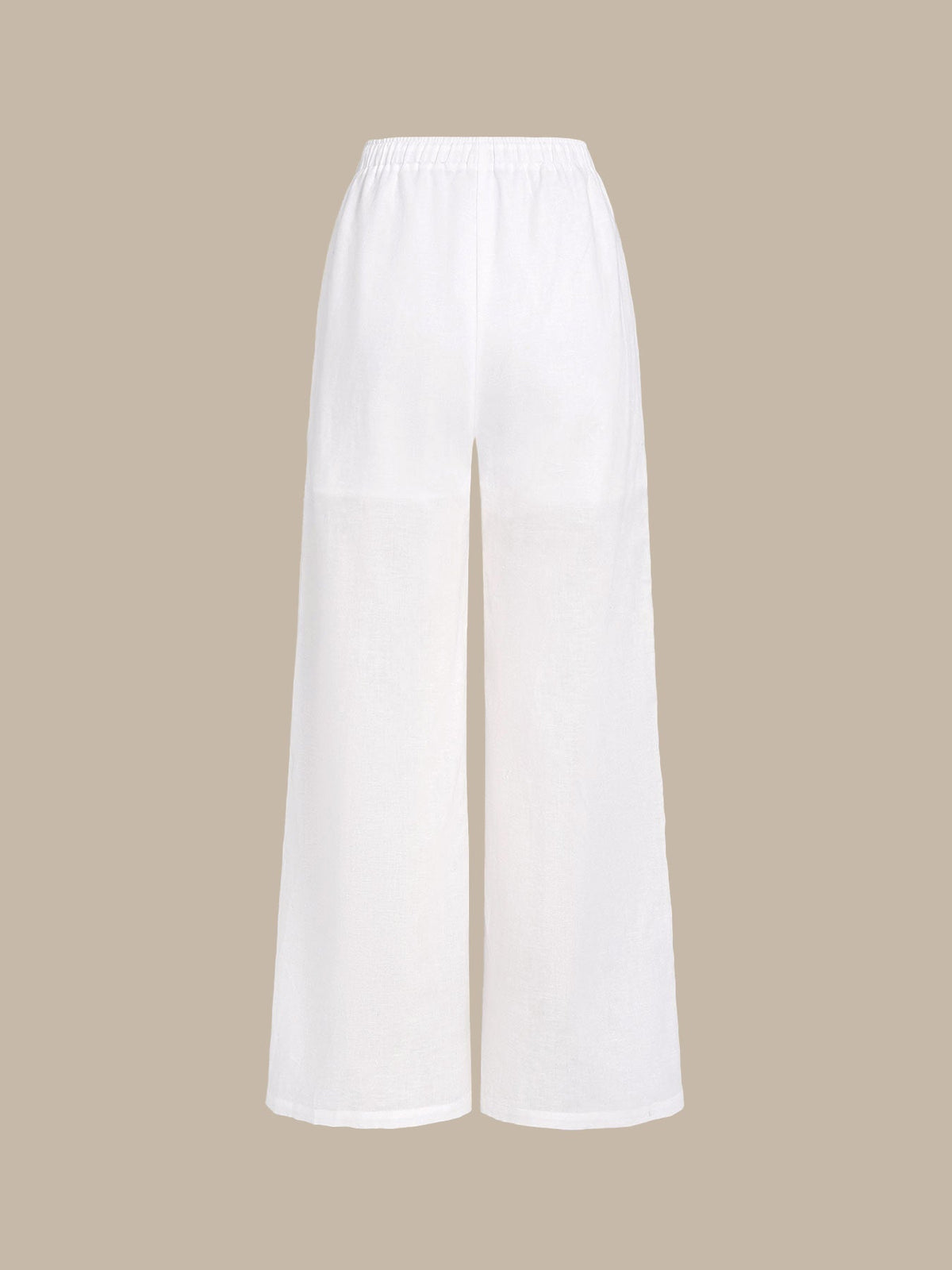 Pantalones Anchos de Algodón-Lino Blancos