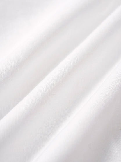 Pantalones Anchos de Algodón-Lino Blancos
