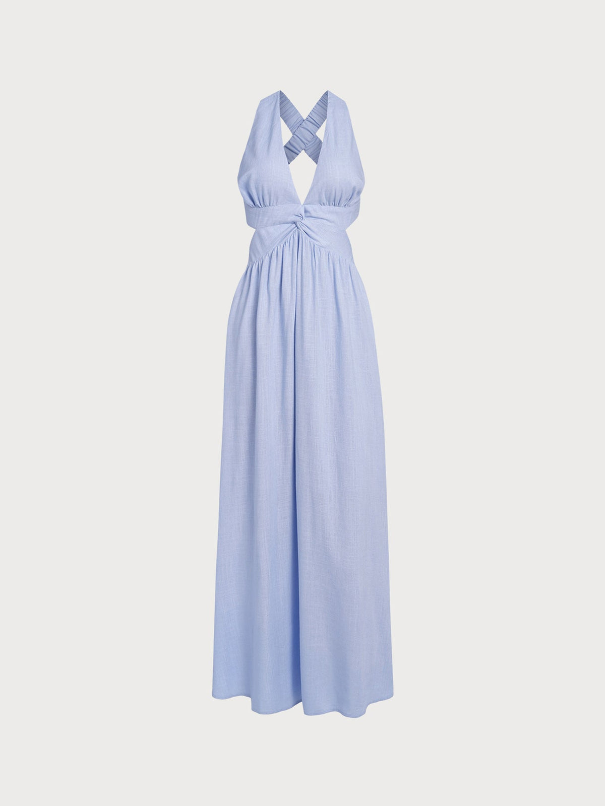 Vestido de Playa Plisado V Azul Claro
