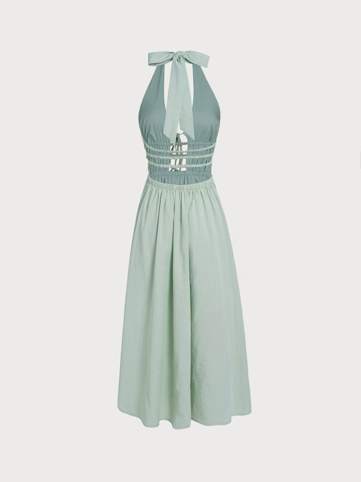 Robe longue de plage dos nu découpe vert clair