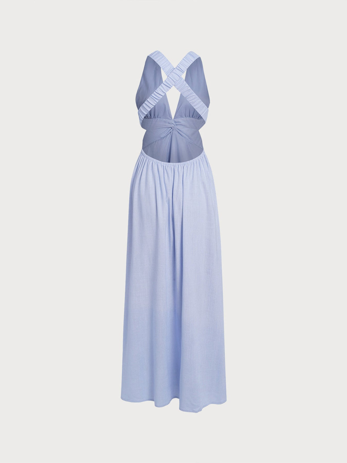 Vestido de Playa Plisado V Azul Claro
