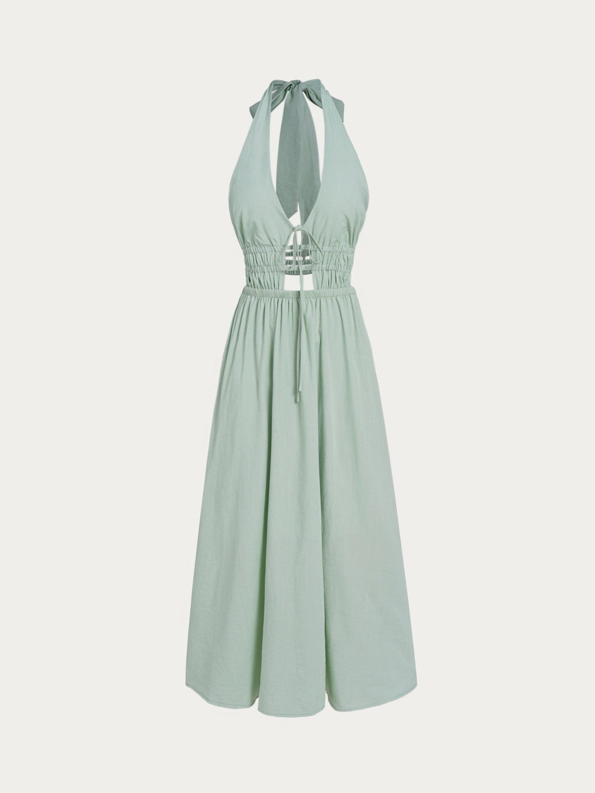 Robe longue de plage dos nu découpe vert clair