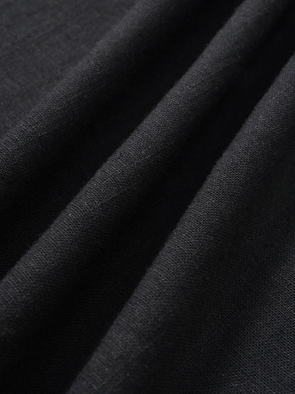 Robe de plage plissée noire à col en V