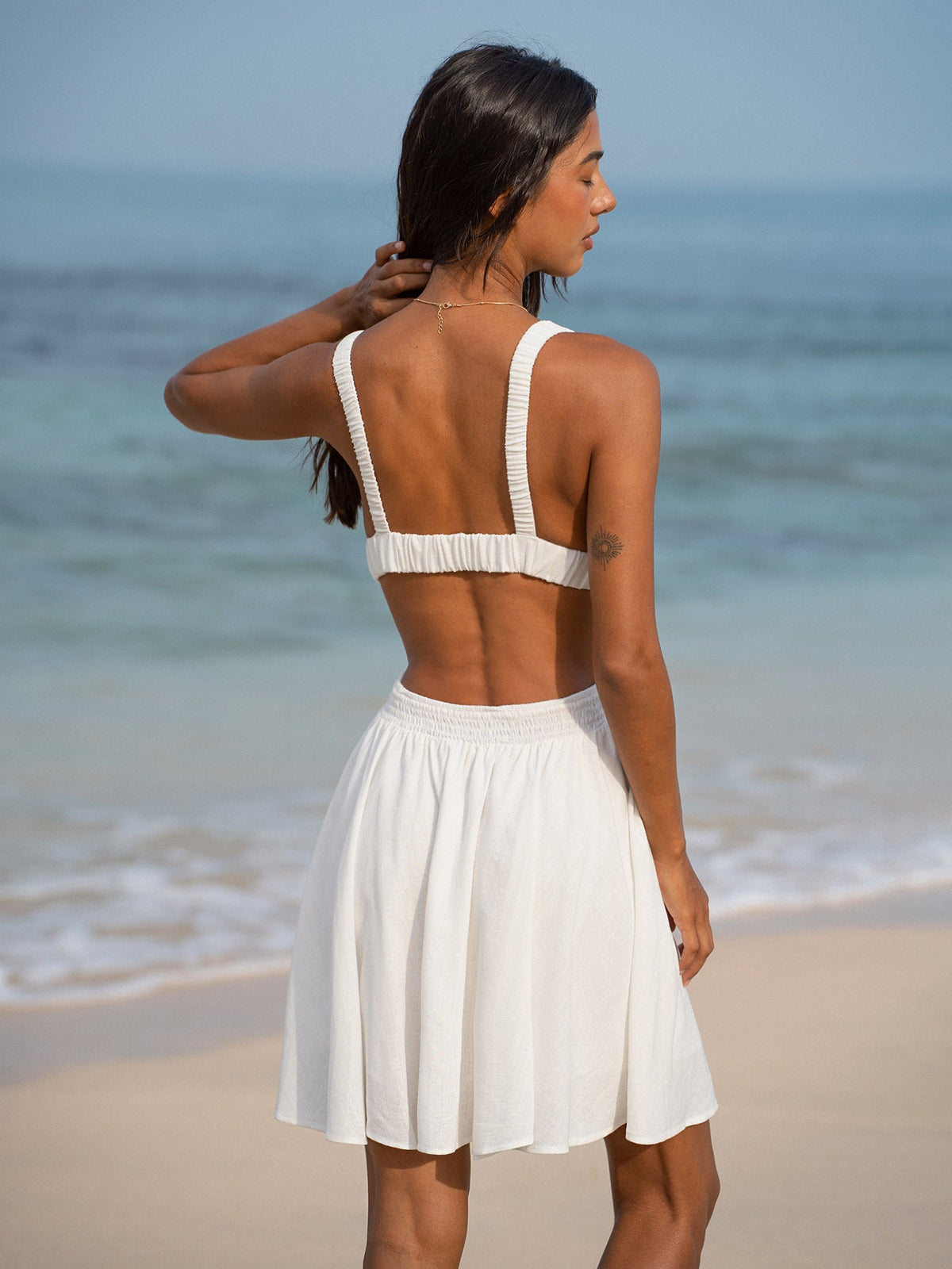 Vestido de Playa Arrugado Blanco